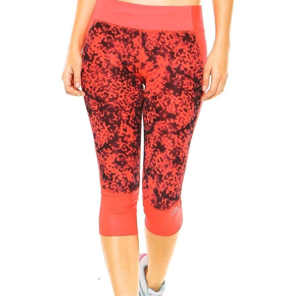 Adidas Supernova Below the Knee Neon Orange Black capri leggings | Medium | NWOT